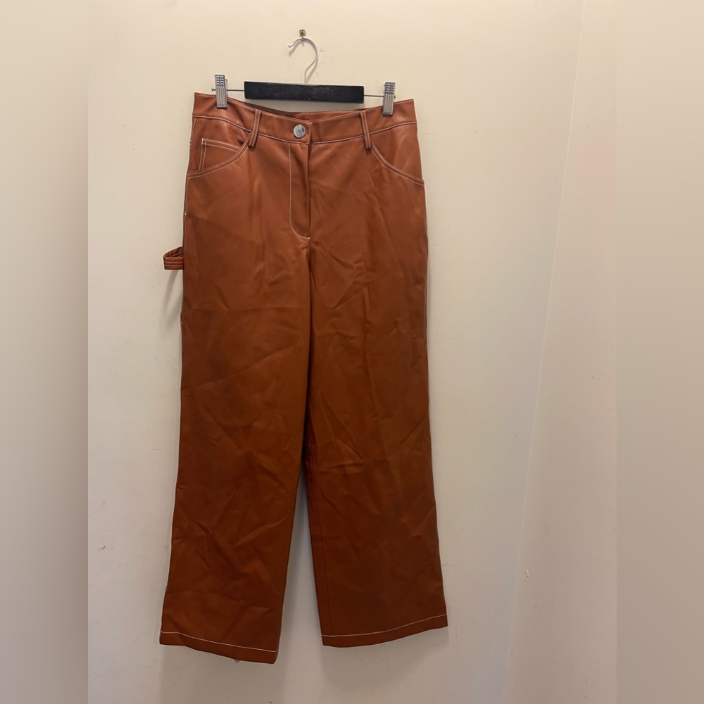 STAUD Wide-Leg High-Rise Pants in Rust
